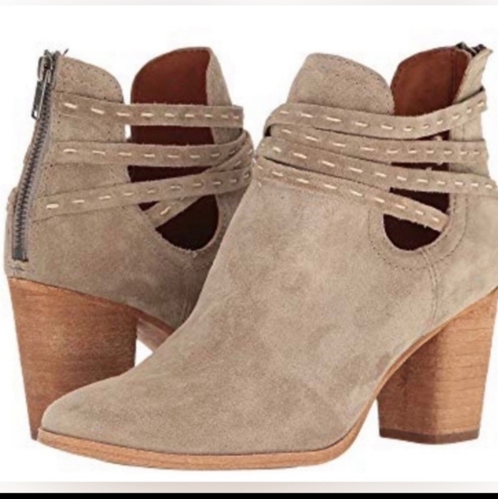 Frye Womens Naomi Ankle Suede Block Heels Zip Back Western shoes boots sz 6